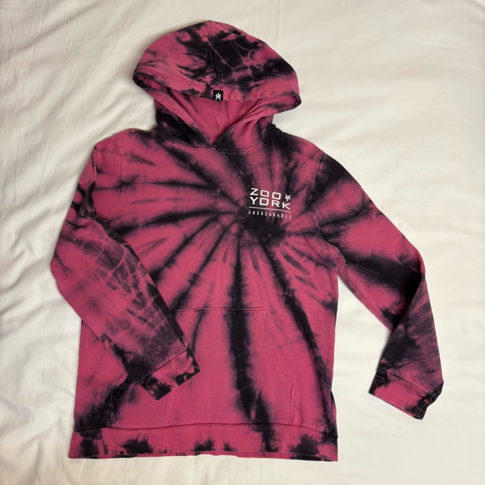 Zoo York Tie-Dye Pink & Black Hoodie 
Size Youth XL (16)